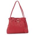 Gigi - Ladies Leather Shoulder Bag - Medium Tote Handbag With Multiple Compartments - With Heart Keyring Charm - OTHELLO 4323 - Red