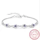 Luxury 925 Sterling Silver Bracelets Purple White Zirconia Plum Flower Bracelets & Bangles For Women