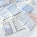 44 Sheet Mini Notebook Ins Simplicity White Blue Journal 6 Ring Loose Leaf Scrapbook Journal