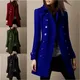 Women Autumn Winter Woolen Jacket Coat Long Sleeve Solid Color Single Breasted Button Turn Down Neck