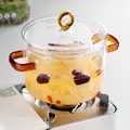 Transparent Soup Pot Heat Resistant Microwave Fire Heating Dual Handles Nonstick Glass Saucepan With