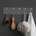 Transparent Adhesive Coat Rack Wall Mounted 3/5/6 Standard Hooks Wall Coat Rack Hangers For Bathroom