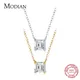 Modian Real 925 Sterling Silver Square Emerald cut Clear CZ Classic Necklace Pendant For Women