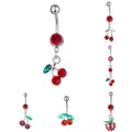 Fruit Belly Button Nails Button Rings Cherry Pendant Belly Button Ring Drop Dangle Body Belly