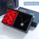Rose Gift Box Four -leaf Grass Necklace Heart Necklace Cute Four Leaf Clover Necklace Dainty Gold