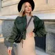 2020 stylish lady autumn winter merodi green short jackets women fashion long sleeve zipper bomber