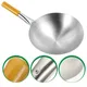 Chinese Wok Pan Round Bottom Wok Everyday Wok Stainless Steel Saute Pan Stainless Steel Wok Wooden