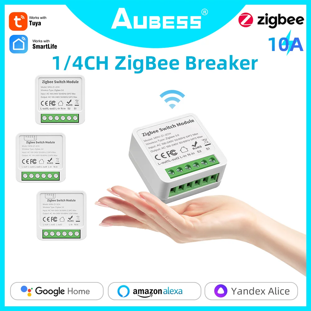 1/2/3/4 CH 10A/16A Tuya DIY Zigbee Smart Switch 2-Wege-Steuerung Licht Relais Smart Home Funktioniert mit Alexa Google Home Alice Image