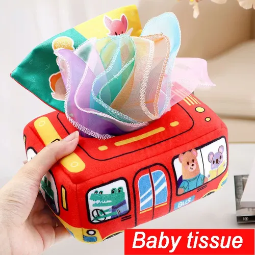 Montessori Spielzeug Magic Tissue Box Babys pielzeug 6 12 Monate Säugling ziehen entlang Tissue Box
