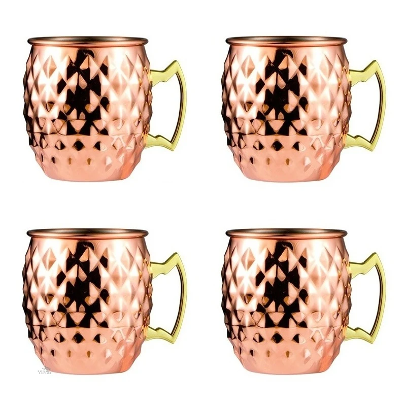 4 stücke 550 ml Net Moskau Mule Kupfer Tassen Metall Becher Tasse Edelstahl Bier Wein Kaffee Tasse Cocktail Werkzeug Image