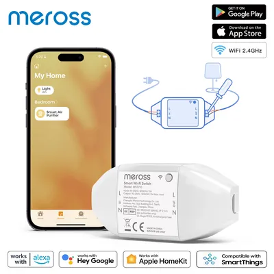Meross HomeKit DIY Smart Switch, WiFi Smart Switches, 1/2/3/4/6 Pack, unterstützt Siri, Apple HomeKit, Alexa, Google Assistant