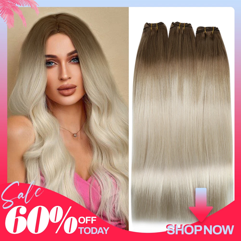Moresoo Schuss Extensions Menschliches Haar Weben in Doppel Tressen Bundles Maschine Remy Haar Balayage Haar Stück für Frauen Gerade echthaar verlängerungen echthaar extensions menschen haartressen Image