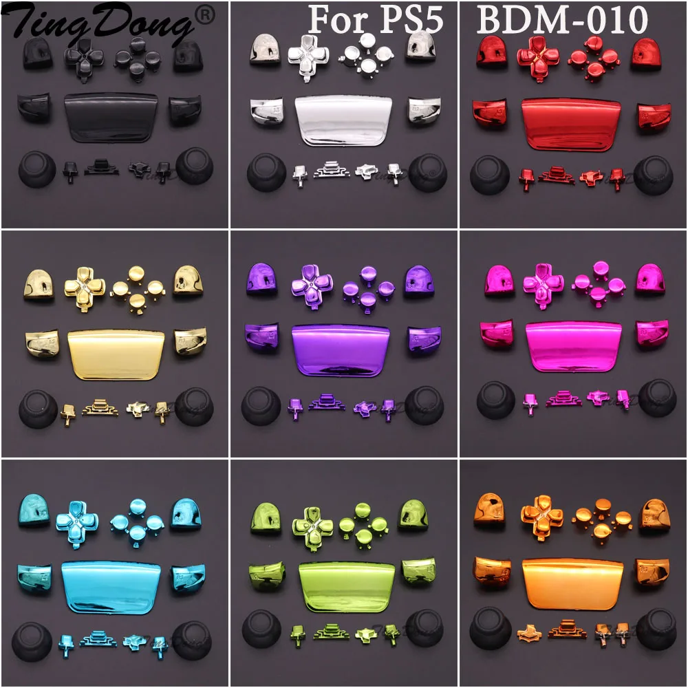 Für PS5 BDM-010 V1 Griff Thumbstick Joystick Kappe L1 R1 L2 R2 D-Pad Taste PS5 Controller verchromte vergoldete PS5-plattierte Taste Image