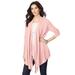 Plus Size Women's Fine-Gauge Handkerchief Hem Cardigan by Roaman's in Soft Blush (Size 2X) Sweater