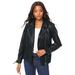 Plus Size Women's Faux Leather Moto Jacket by Roaman's in Black (Size 12 W)