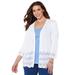 Plus Size Women's Pointelle Chevron Cardigan by Catherines in White (Size 4X)