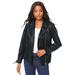 Plus Size Women's Faux Leather Moto Jacket by Roaman's in Black (Size 22 W)