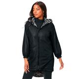 Plus Size Women's Reversible Anorak Jacket by Roaman's in Black Classic Zebra (Size 14 W)