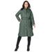 Plus Size Women's Quilted Collarless Long Jacket by Jessica London in Pine (Size 18 W)