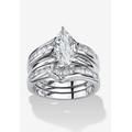 Women's 3.57 Cttw. Cubic Zirconia 2 Piece Bridal Ring Set In .925 Sterling Silver by PalmBeach Jewelry in White (Size 7)