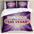 ABAKUHAUS Las Vegas Duvet Cover Set Queen Size, Sign Starburst Stripes, Decorative 3 Piece Bedding Set with 2 Pillow Sham, 220 x 220 cm - 75 x 50 cm, Multicolor