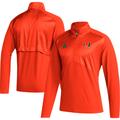 Men's adidas Orange Miami Hurricanes Sideline AEROREADY Raglan Sleeve Quarter-Zip Jacket