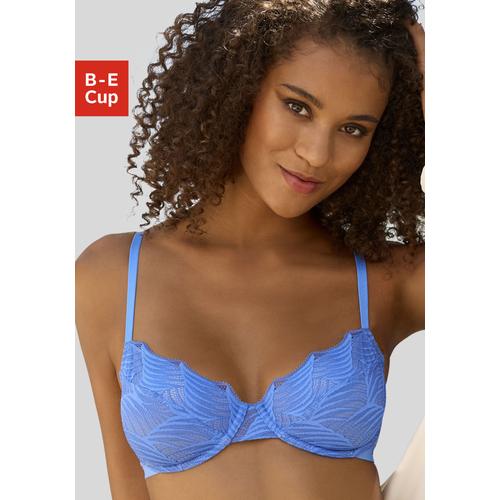 Bügel-BH LASCANA ""Marla"" Gr. 75, Cup B, blau Damen BHs aus extravaganter Spitze, Dessous