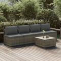 Ebern Designs Mashaun Rattan Wicker 5 - Person Seating Group w/ Cushions Synthetic Wicker/All - Weather Wicker/Wicker/Rattan in Gray | Outdoor Furniture | Wayfair