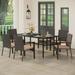 7-Piece Patio Dining Set Steel Rectangle Table & Rattan Dining Chairs
