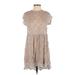 4 Love & Liberty Casual Dress - A-Line Crew Neck Short sleeves: Tan Dresses - Women's Size Small