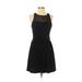 BCBGeneration Casual Dress - A-Line Crew Neck Sleeveless: Black Print Dresses - Women's Size 0