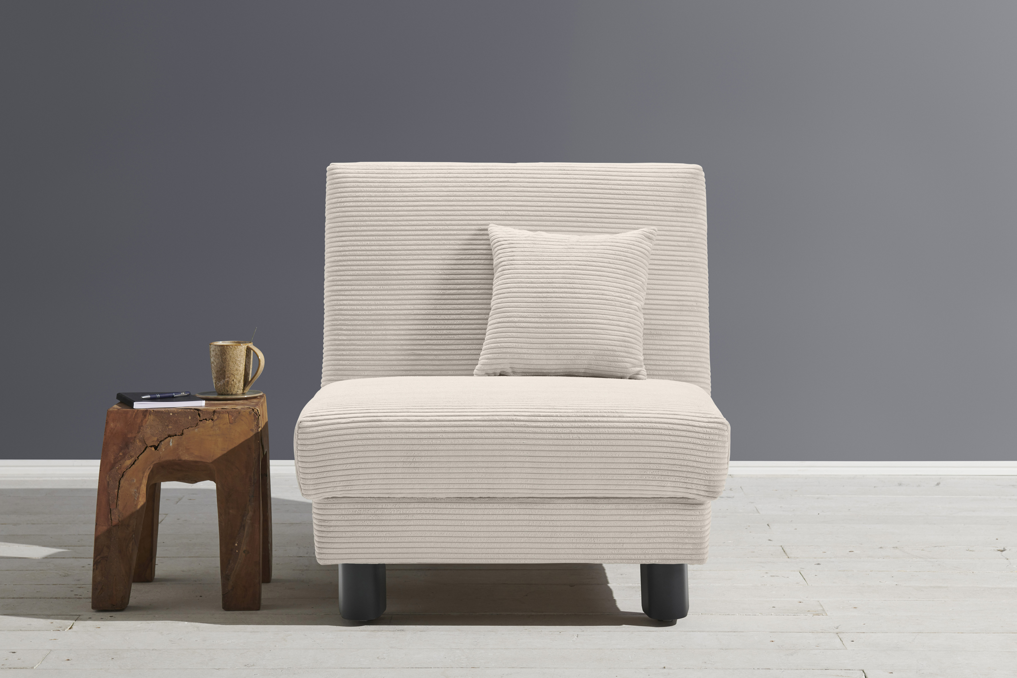 Sessel ELL + ELL "Enny", beige, B:85cm H:90cm T:100cm, 92% Polyester 8% Nylon, Sessel, Schlafsessel Einzelsessel