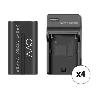 GVM NP-F970 6600mAh Lithium-Ion Battery with Travel Charger (4-Pack) GVM NP-F970