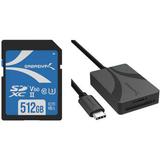 Sabrent 512GB Rocket UHS-II SDXC Memory Card with SDXC & microSDXC Card Reader SD-TL60-512GB