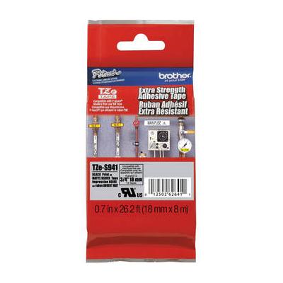 Brother TZeS941 Tape with ExtraStrength Adhesive for P-Touch Labelers (Black on Mat TZE-S941