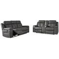 Signature Design by Ashley Jesolo 2 - Piece Reclining Living Room Set Faux Leather/Polyester in Gray | 42 H x 88 W x 40 D in | Wayfair Living Room Sets