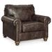 Armchair - Signature Design by Ashley Upholstered Armchair Faux Leather/Polyester/Fabric in Brown | 40 H x 46 W x 40 D in | Wayfair PKG001767