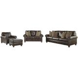 Signature Design by Ashley 4 Piece Living Room Set Faux Leather/Polyester in Brown | 40 H x 97 W x 40 D in | Wayfair Living Room Sets PKG001768