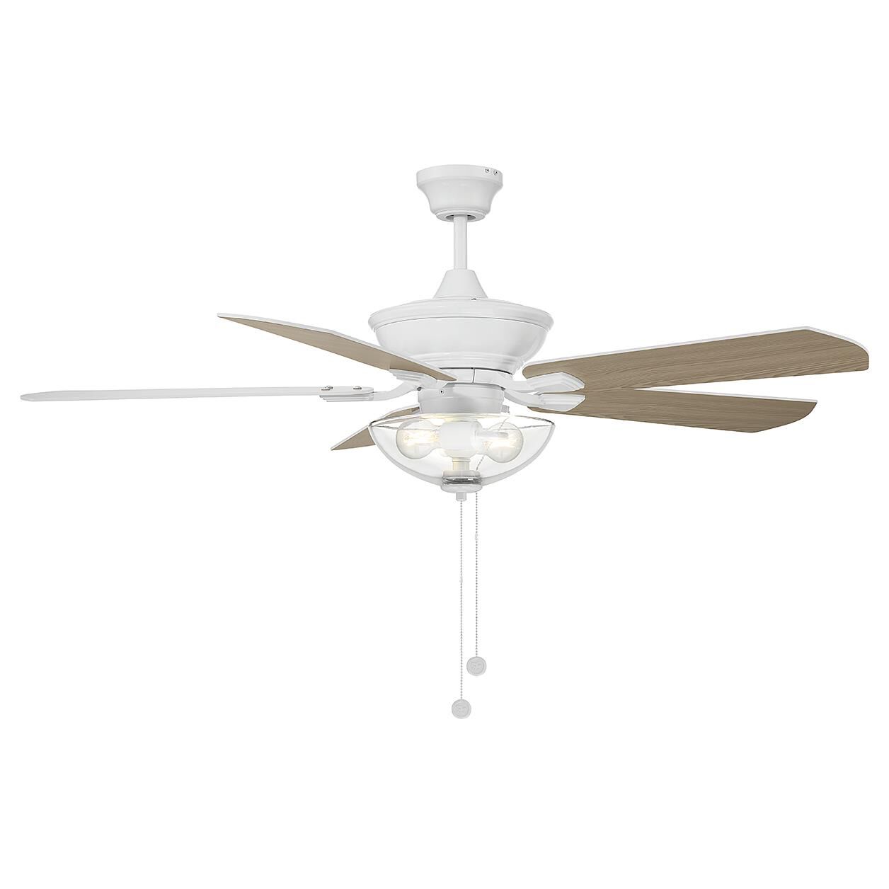 Meridian Lighting Modern 52 Inch Ceiling Fan with Light Kit - M2026WHRV