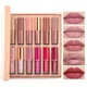 12Pcs/Box Matte Liquid Lipstick + High Shine Transparent Clear Lip Gloss Makeup Set Waterproof