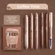 6pcs Coffee Time Gel Pens Highlighter Set 0.5mm Ballpoint Black Color Ink & Coffee Marker for