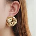 Große Metall Persönlichkeit Knopf Ohr stecker für Frauen Gold Farbe Aussage Spirale Whirlpool