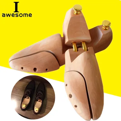 1 Paar Holz verstellbare Schuhs panner für Männer Frauen Frühling solide Schuhs tütze Metall knopf