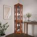 Winston Porter Agaran Curio Cabinet 21.5" W Accent China Cabinet Wood/Glass in Brown | 70.25 H x 21.5 W x 15.75 D in | Wayfair