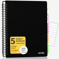 SUNEE 5 Subject Notebook College Ruled- 300 Pages 8.2 x10.8 Black