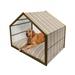 Geometric Pet House Square Shapes with Lines Rhombus Geometric Design Elements Outdoor & Indoor Portable Dog Kennel with Pillow and Cover 5 Sizes Grey Almond Green by Ambesonne