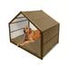 African Pet House Traditional Ornament Striped Pattern Leopard Skin Art Outdoor & Indoor Portable Dog Kennel with Pillow and Cover 5 Sizes Umber Brown Marigold by Ambesonne