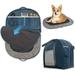 Rounuo Outdoor Dog Bed for Travel Waterproof Portable Dog Bed for Small Medium Dogs Cats with Nighttime Location Design and Multiple Storage Pockets