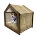 Garden Pet House Retro Grungy Effect Pattern with Cluster of Daisies Flourishing on Tall Stems Outdoor & Indoor Portable Dog Kennel with Pillow and Cover 5 Sizes Caramel and Tan by Ambesonne