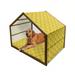 Yellow Damask Pet House Vintage Flourishing Swirly Flowers Spring Theme Romantic Pattern Outdoor & Indoor Portable Dog Kennel with Pillow and Cover 5 Sizes Yellow Brown and White by Ambesonne